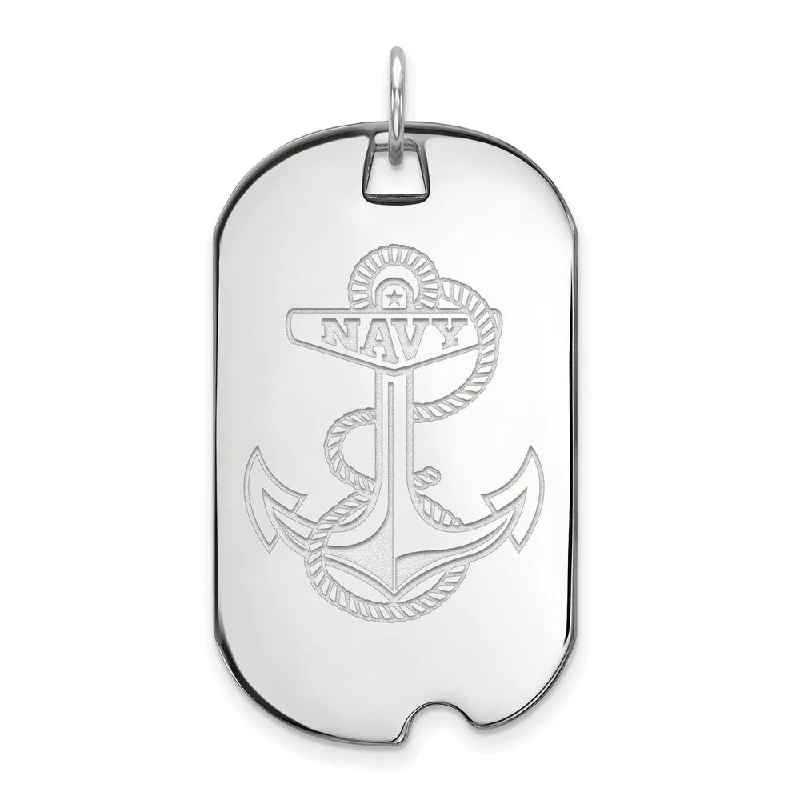 Luxury Jewelry Clearance – Shop Premium Styles Now 10k White Gold U.S. Naval Academy Large Dog Tag Pendant