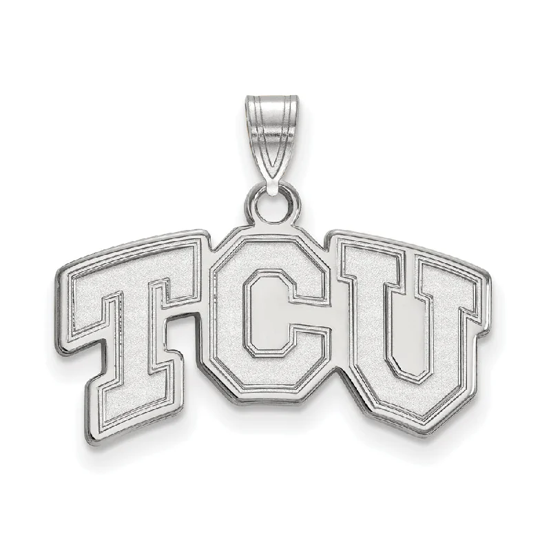 10k White Gold Texas Christian U. Small 'TCU' Pendant