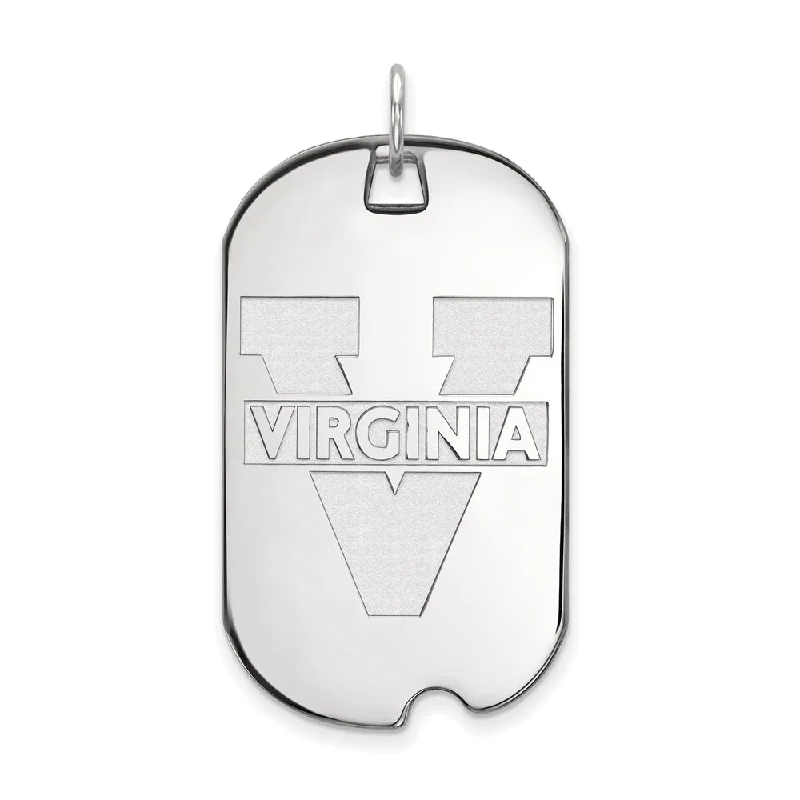 10k White Gold U. of Virginia Large 'V' Logo Dog Tag Pendant