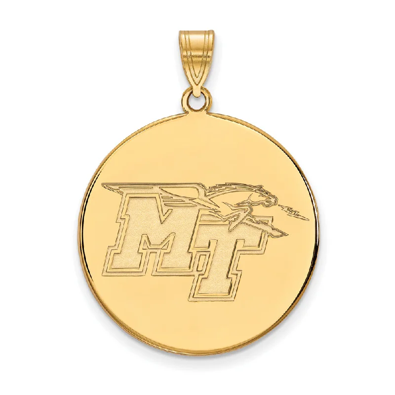 10k Yellow Gold Middle Tennessee State XL Disc Pendant