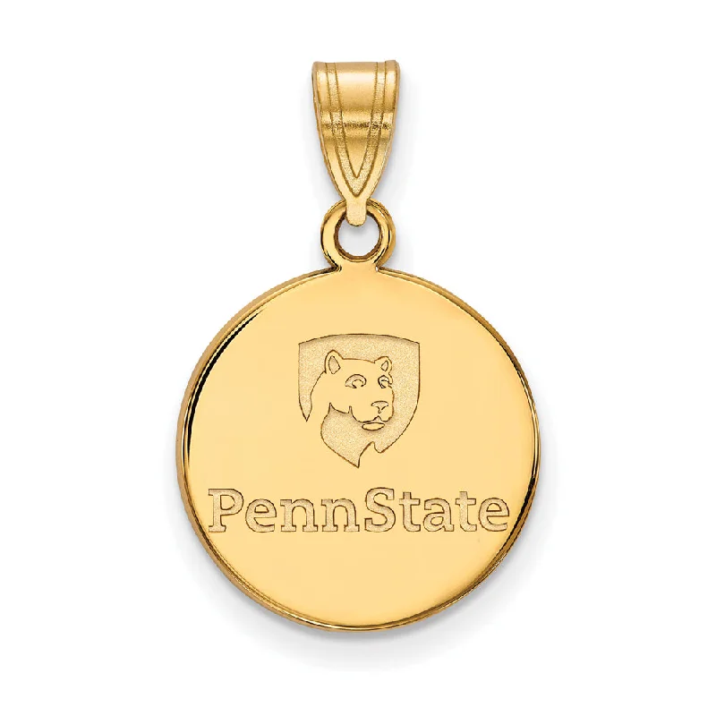 Modern Statement Jewelry For Bold Styling 10k Yellow Gold Penn State Medium Logo Disc Pendant