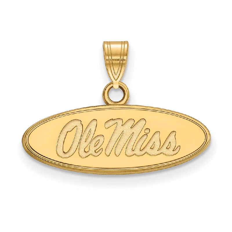 Luxury Jewelry Now At Special Promotional Rates 10k Yellow Gold U. of Mississippi Small Oval 'Ole Miss' Pendant