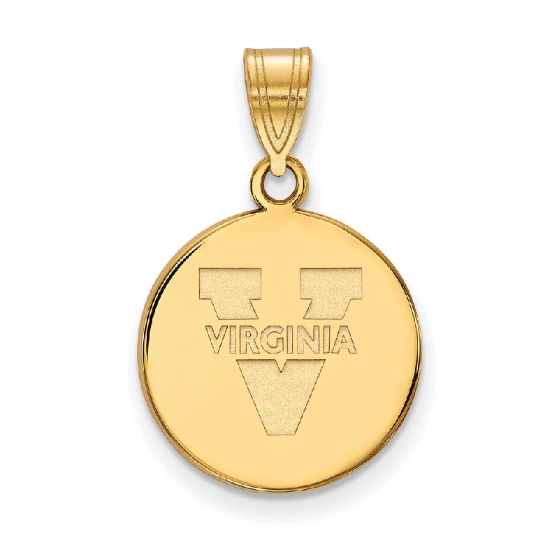 10k Yellow Gold U. of Virginia Medium 'V' Logo Disc Pendant