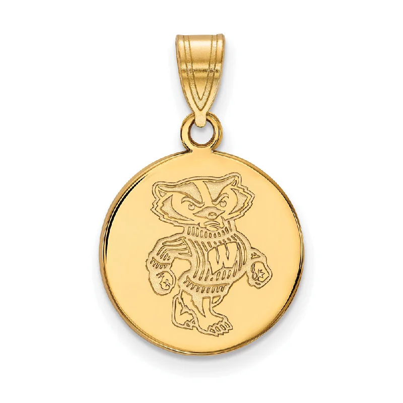 Make Your Outfit Shine With Discounted Jewelry 10k Yellow Gold U. of Wisconsin Medium Badgers Disc Pendant