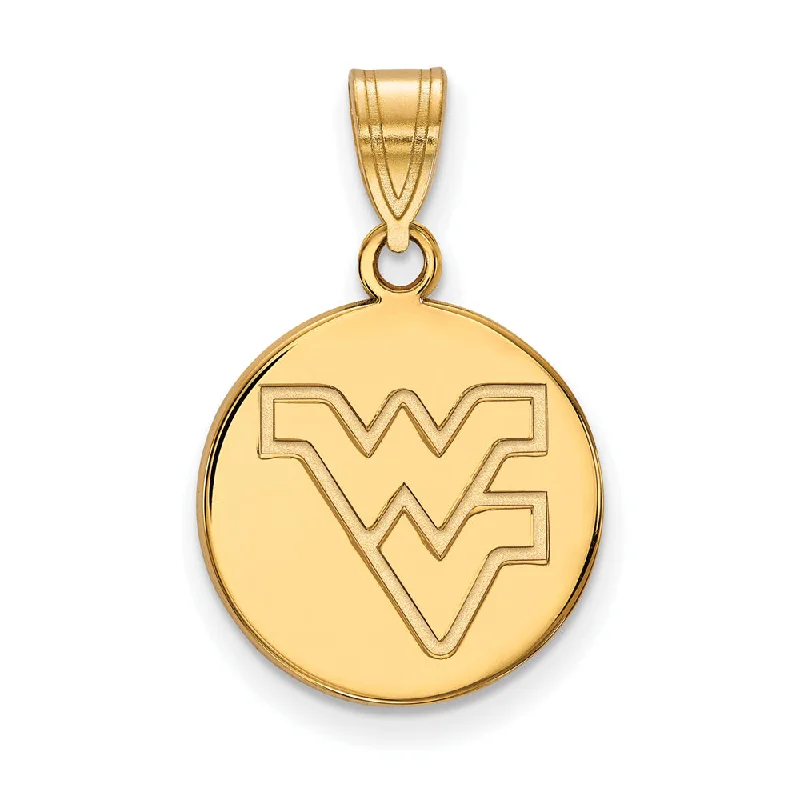 10k Yellow Gold West Virginia U. Medium Logo Disc Pendant