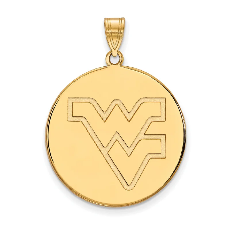 Flash Sale On Elegant Jewelry – Don't Miss Out 10k Yellow Gold West Virginia U. XL Logo Disc Pendant