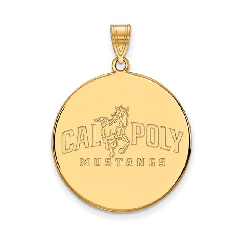 14k Gold Plated Silver California Polytech XL Disc Pendant