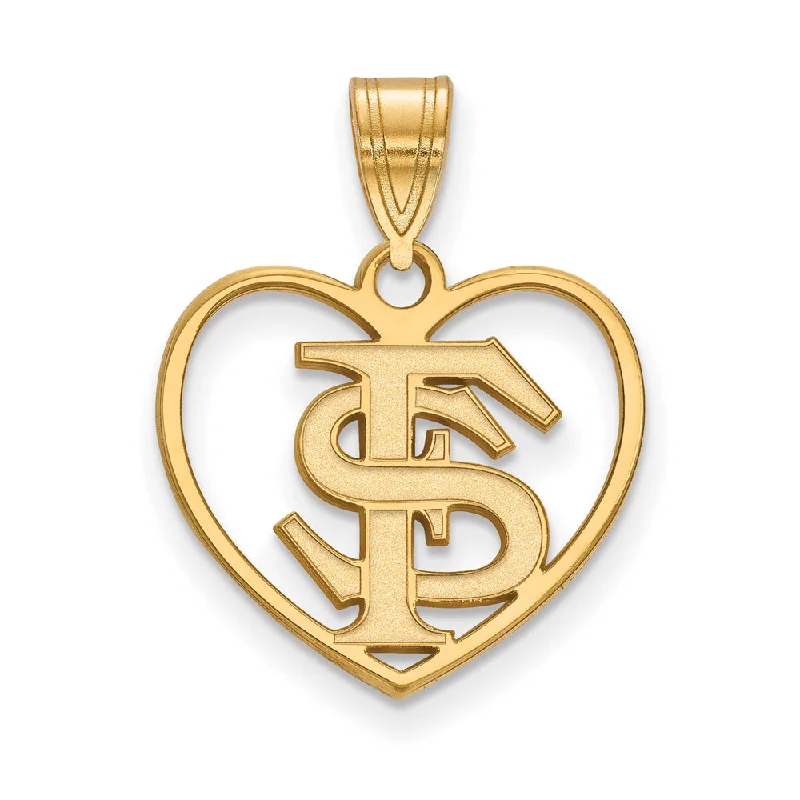 14k Gold Plated Silver Florida State Heart Pendant