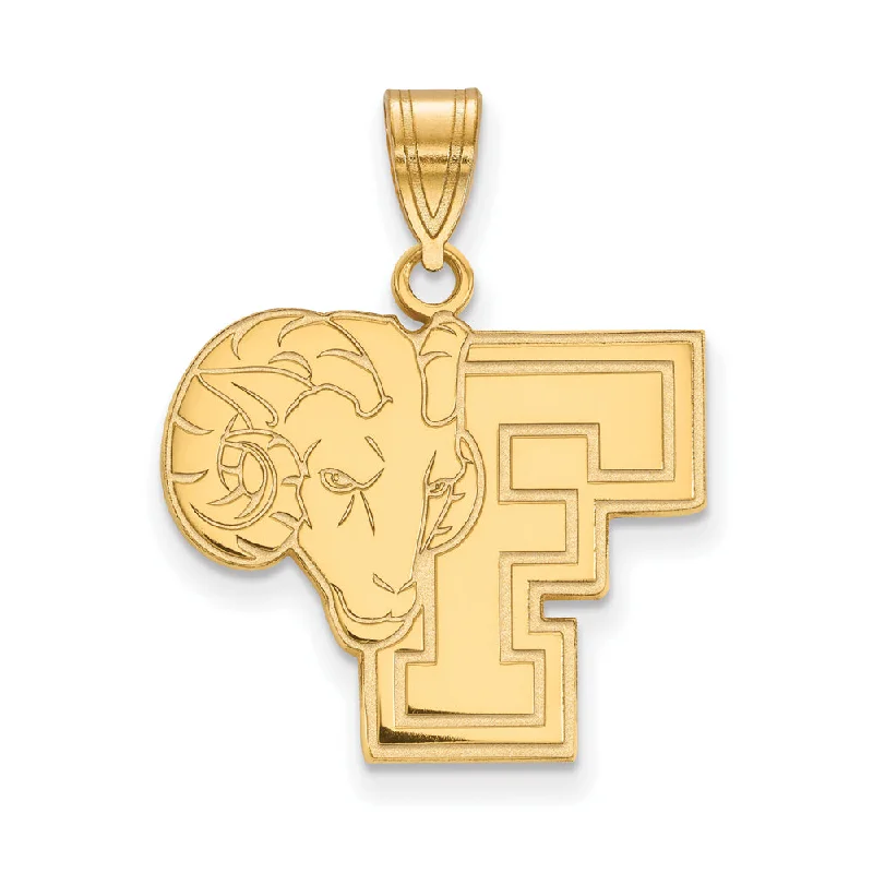Final Call For Exquisite Jewelry At Reduced Rates 14k Gold Plated Silver Fordham U Large Logo Pendant