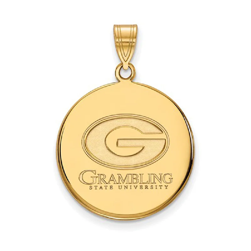 14k Gold Plated Silver Grambling State Large Disc Pendant