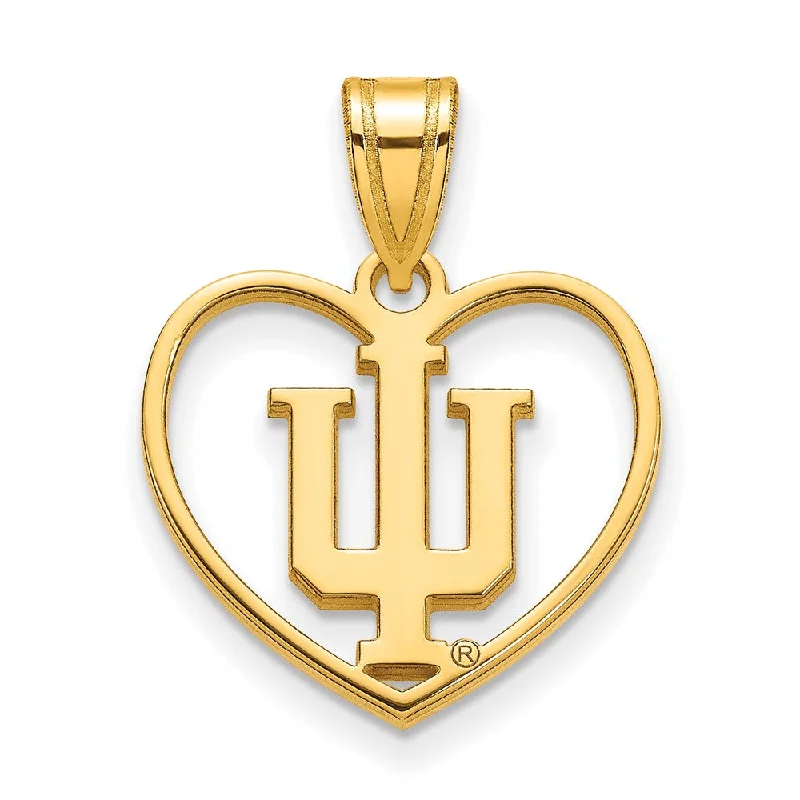 14k Gold Plated Silver Indiana U Heart Pendant