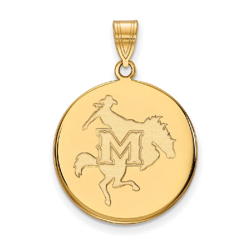 14k Gold Plated Silver McNeese State Large Disc Pendant