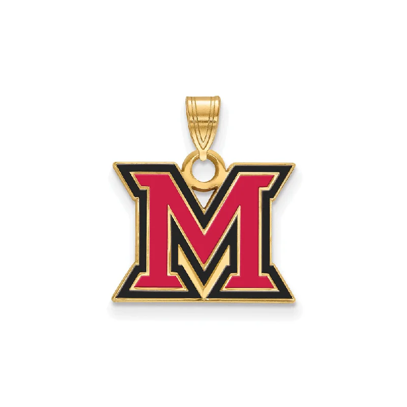 14k Gold Plated Silver Miami U Small Enamel Pendant