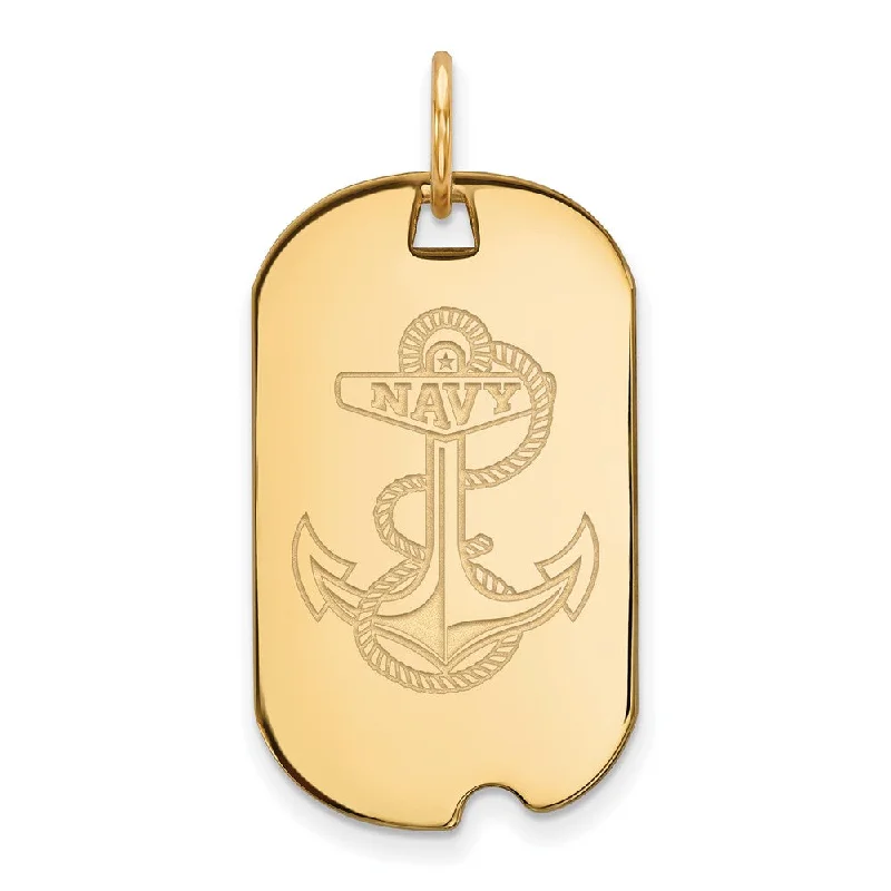 Versatile Layering Jewelry For Effortless Chic 14k Gold Plated Silver U.S. Naval Academy Dog Tag Pendant
