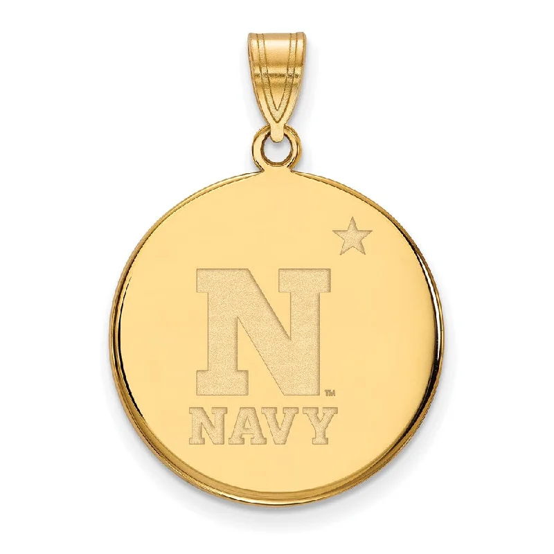 14k Gold Plated Silver U.S. Naval Academy Large Disc Pendant