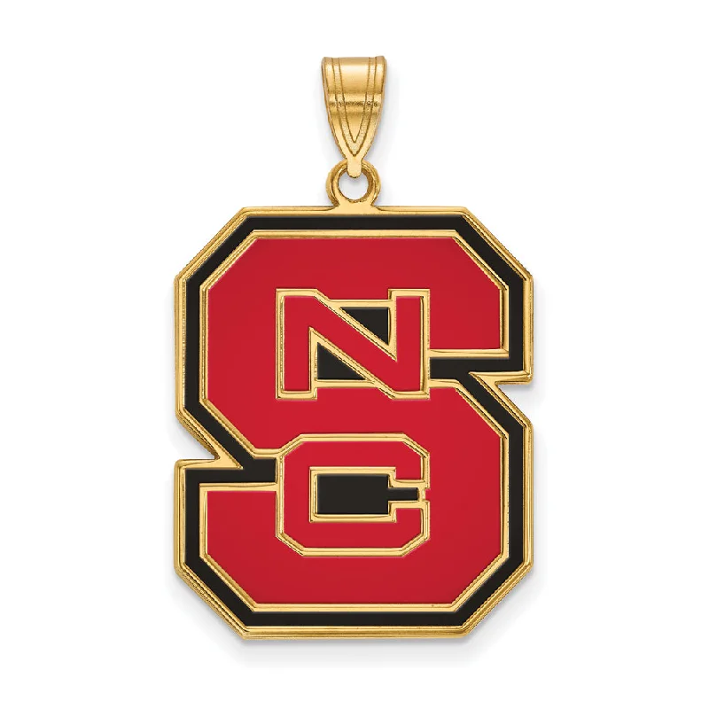 14k Gold Plated Silver North Carolina State XL Enamel Pendant