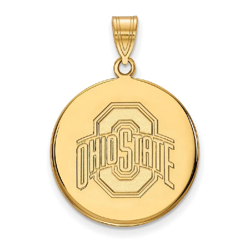Trending Jewelry Now Available At Exclusive Prices 14k Gold Plated Silver Ohio State Large Logo Disc Pendant