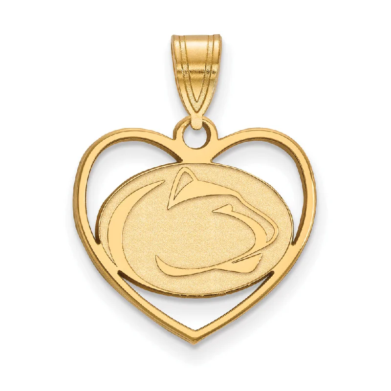 14k Gold Plated Silver Penn State Heart Pendant