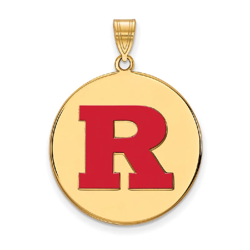 Celebrate Every Occasion With Sparkling Savings 14k Gold Plated Silver Rutgers XL Enamel 'R' Disc Pendant