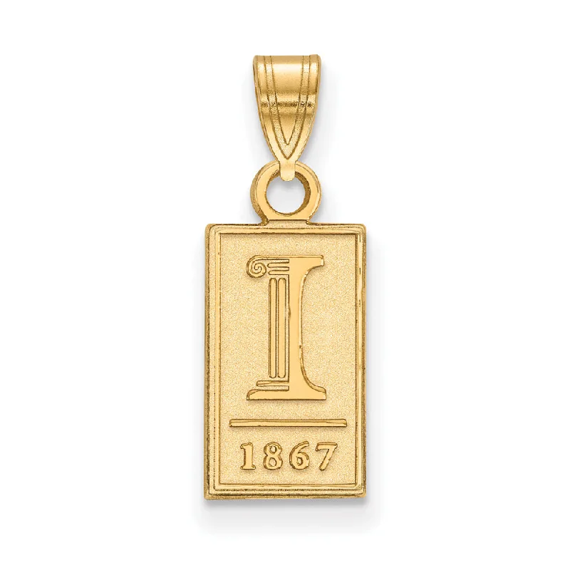 Grab Your Favorite Jewelry At The Lowest Prices 14k Gold Plated Silver U. of Illinois Small Logo Pendant