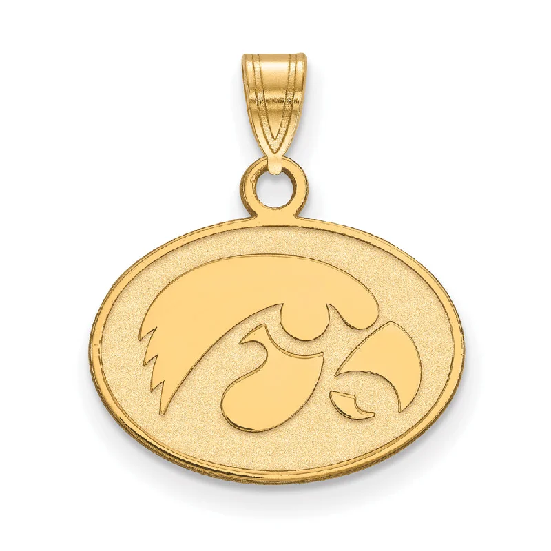 Affordable Luxury Jewelry For Every Occasion 14k Gold Plated Silver U. of Iowa Small Oval Mascot Pendant