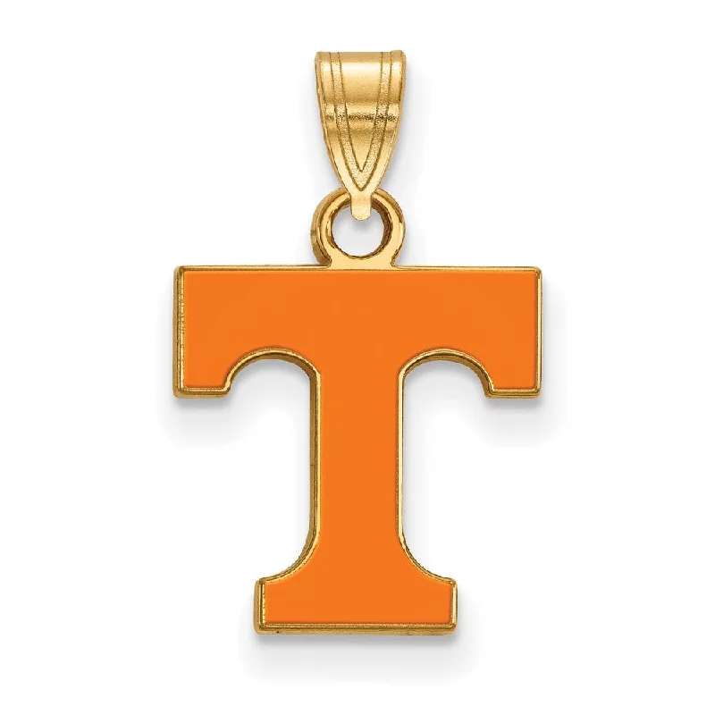 14k Gold Plated Silver U. of Tennessee Small Enamel 'T' Pendant