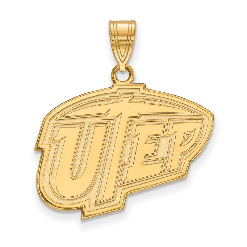 Shine Without Limits – Jewelry Sale Happening Now 14k Gold Plated Silver U. of Texas at El Paso Large Logo Pendant