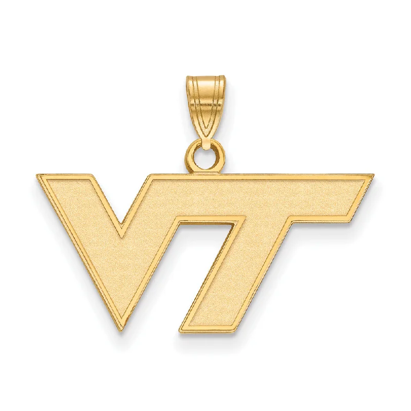 14k Gold Plated Silver Virginia Tech Logo Small Pendant