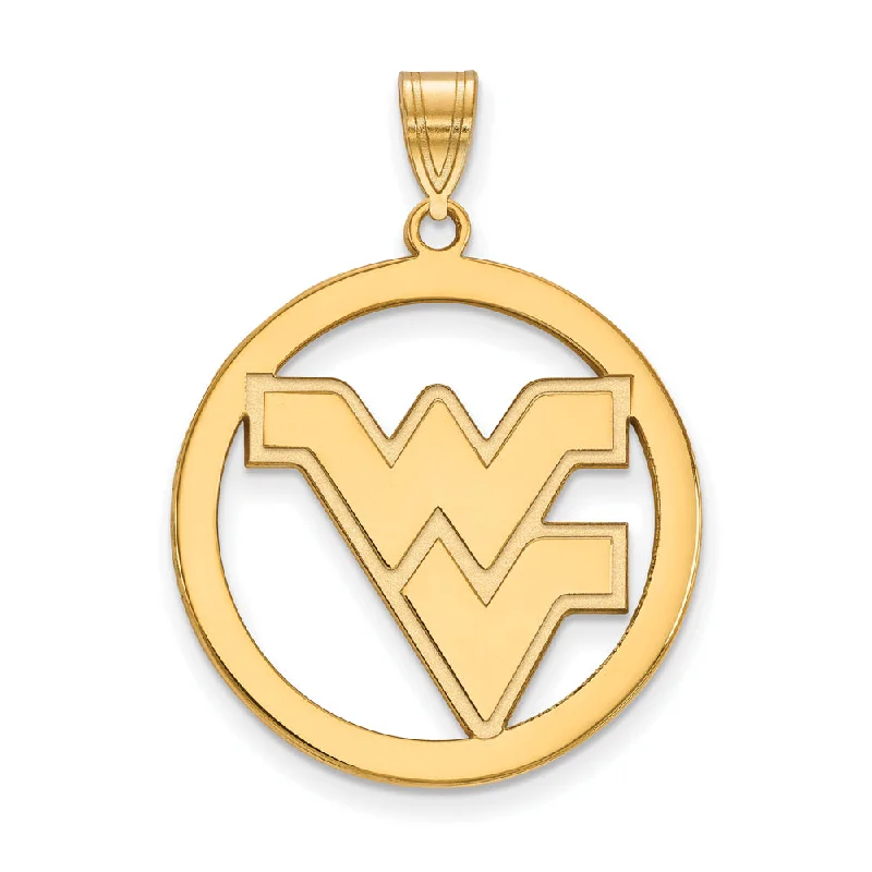 14k Gold Plated Silver West Virginia U. XL Circle Pendant