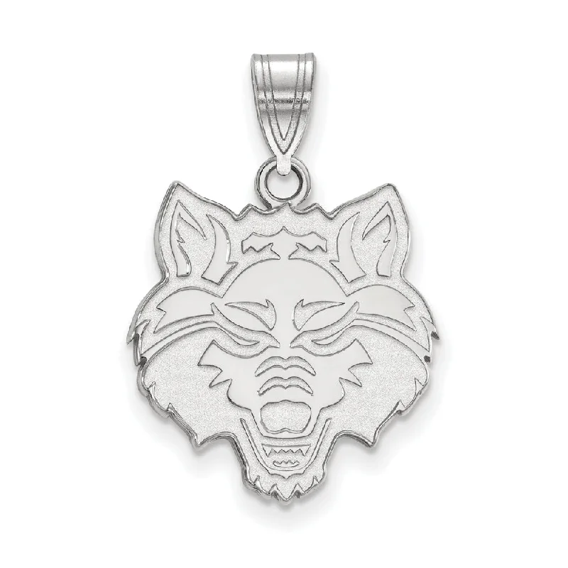 Delicate Crystal Jewelry For Sophisticated Charm 14k White Gold Arkansas State Large Mascot Pendant