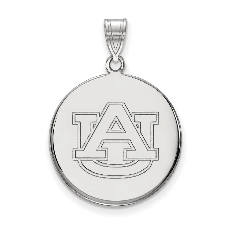 14k White Gold Auburn U Large Disc Pendant