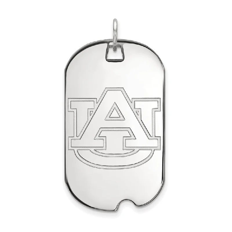 14k White Gold Auburn U Large Dog Tag Pendant