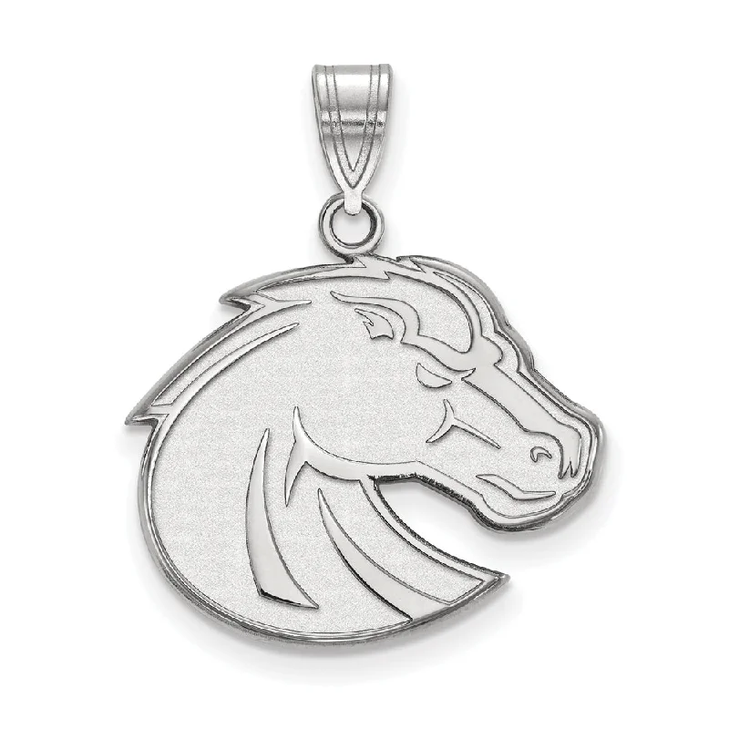 Versatile Layering Jewelry For Effortless Chic 14k White Gold Boise State Large Logo Pendant