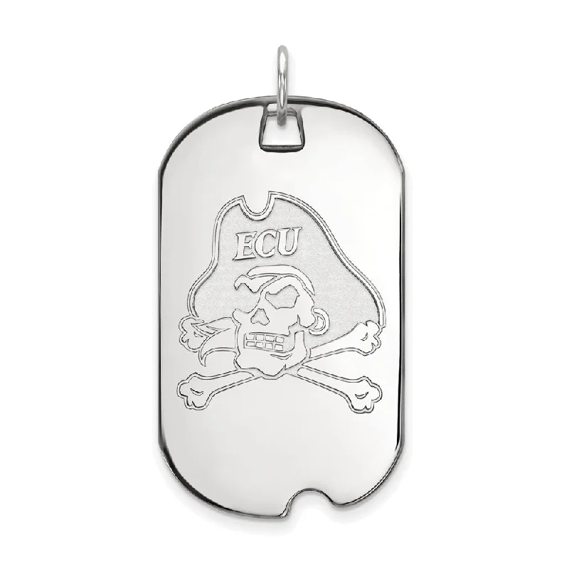 14k White Gold East Carolina U Large Dog Tag Pendant