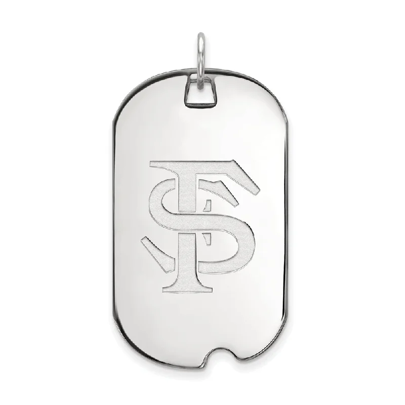 14k White Gold Florida State Large Dog Tag Pendant