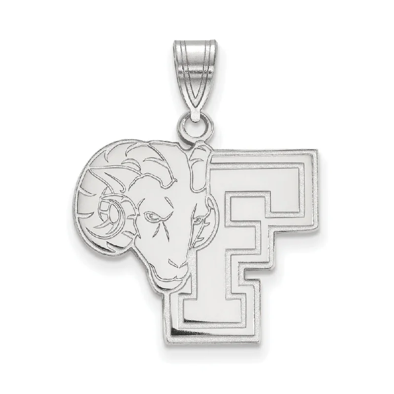 Luxury Handcrafted Jewelry For Elegant Looks 14k White Gold Fordham U Large Logo Pendant