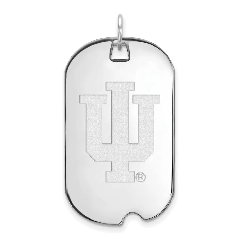 14k White Gold Indiana U Large Dog Tag Pendant