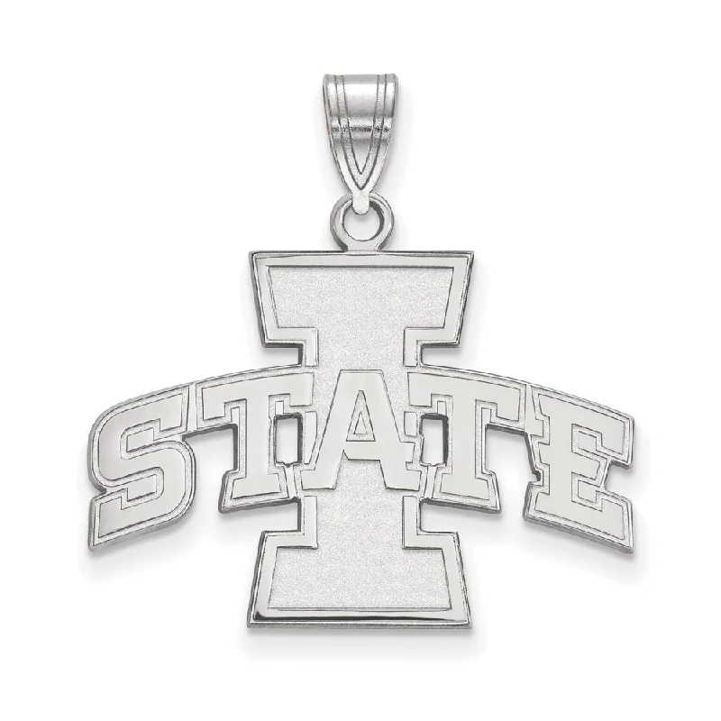 Shop Dazzling Jewelry With Special Promotional Discounts 14k White Gold Iowa State Large 'I STATE' Pendant