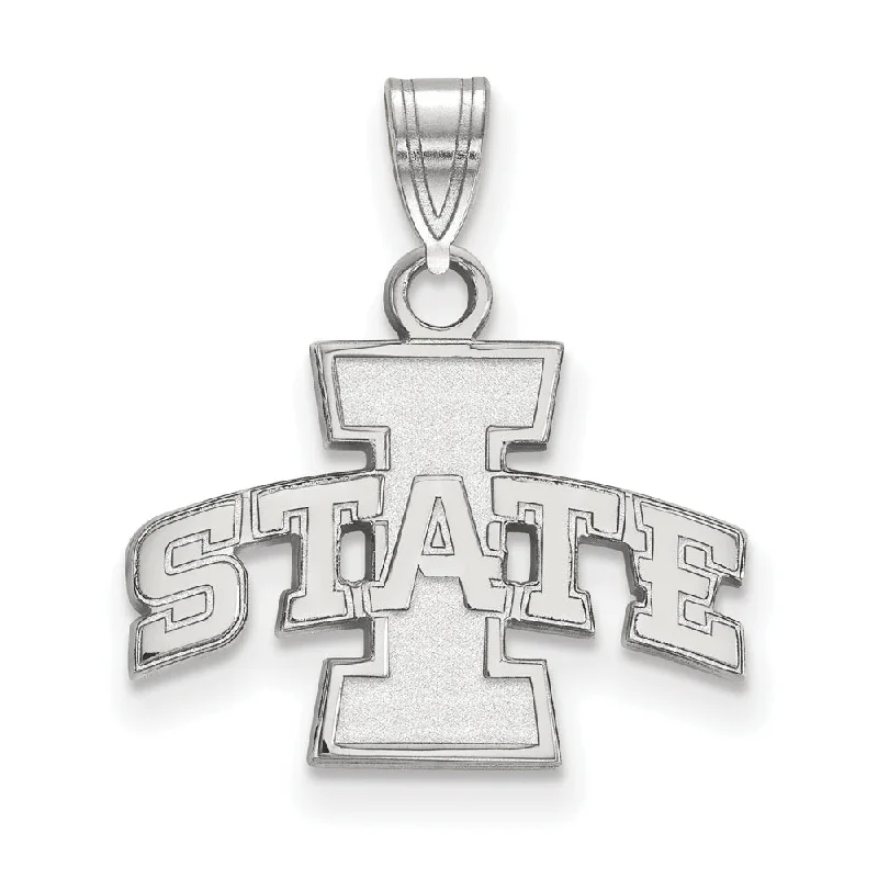 Eco-Friendly Sustainable Jewelry For Conscious Buyers 14k White Gold Iowa State Small 'I STATE' Pendant