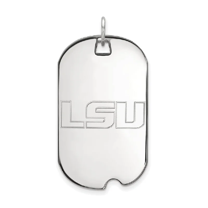 14k White Gold Louisiana State Large Dog Tag Pendant