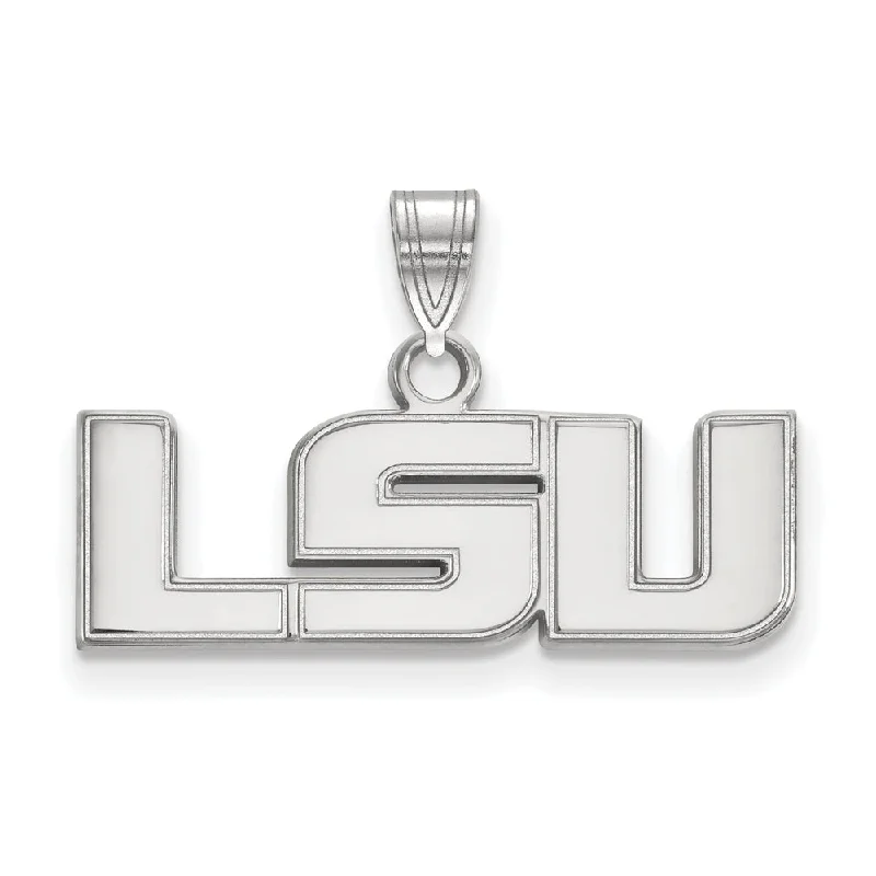Fashion-Forward Geometric Jewelry For Contemporary Style 14k White Gold Louisiana State Small 'LSU' Pendant