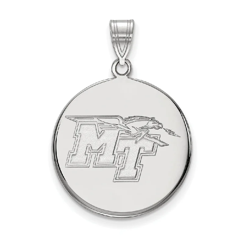 14k White Gold Middle Tennessee State Large Disc Pendant