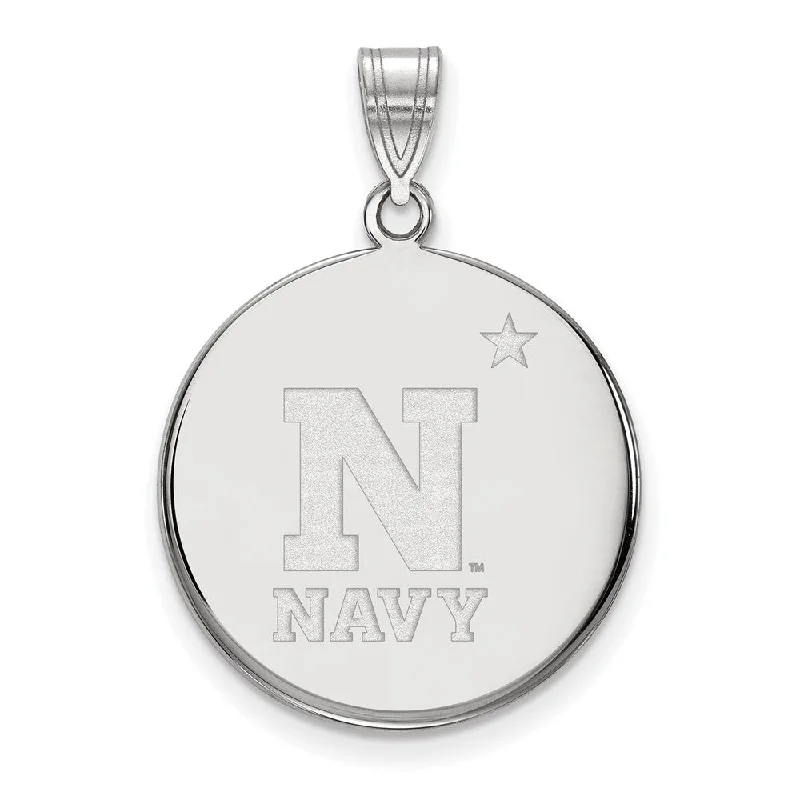 14k White Gold U.S. Naval Academy Large Disc Pendant