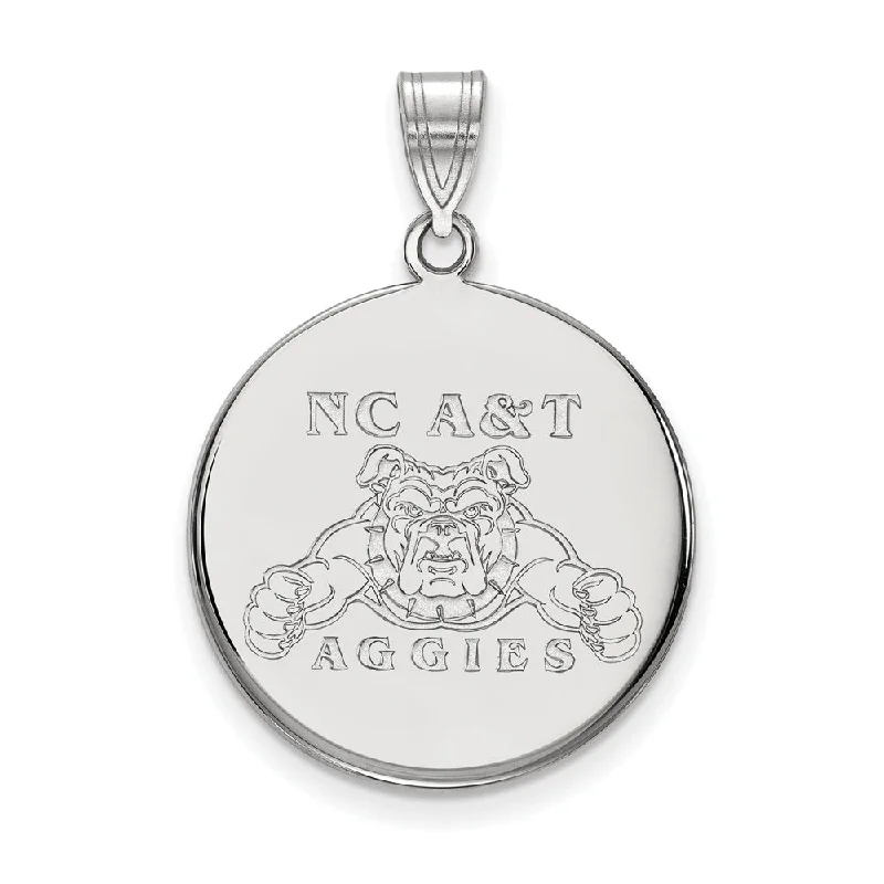 14k White Gold North Carolina A&T Large Disc Pendant