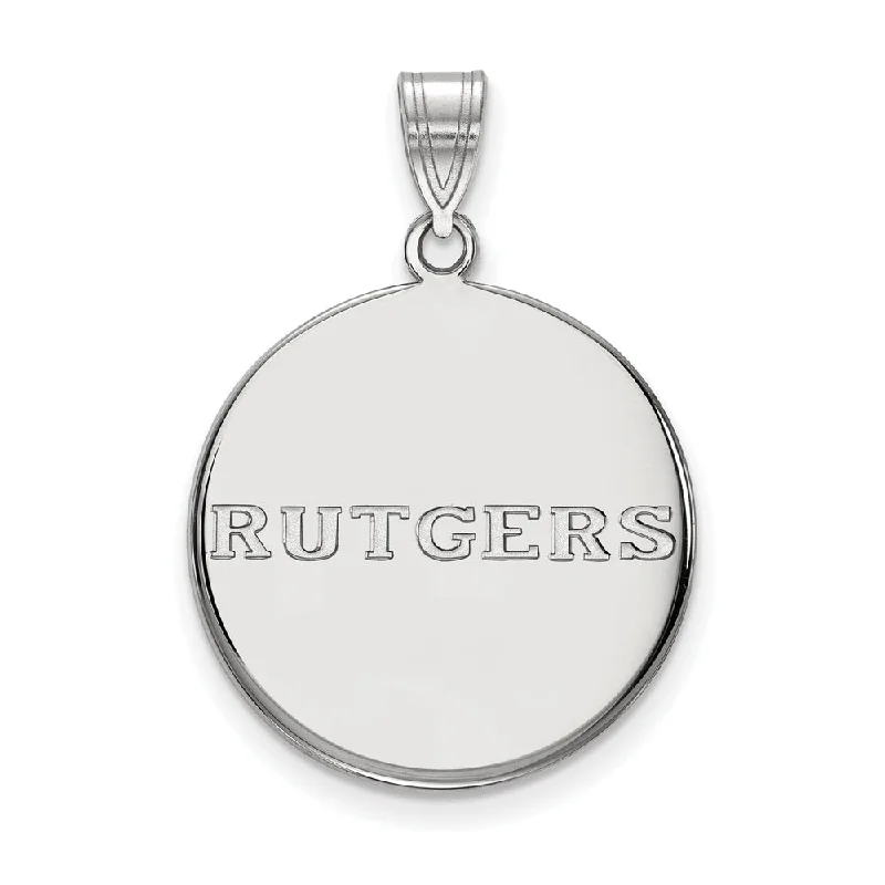 Shop Dazzling Jewelry At The Best Prices 14k White Gold Rutgers Large Script Disc Pendant