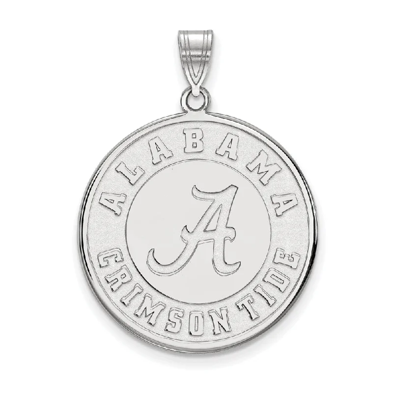Handmade Pearl Jewelry For Timeless Elegance 14k White Gold U. of Alabama XL Disc Pendant