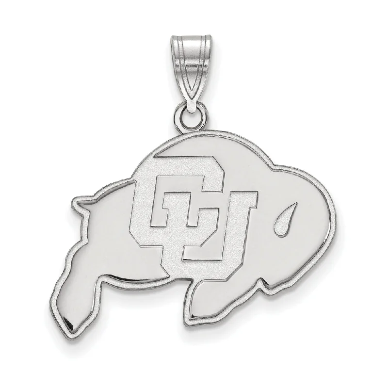 Exclusive Jewelry Offers – Shine For Less 14k White Gold U of Colorado Large 'CU' Mascot Pendant