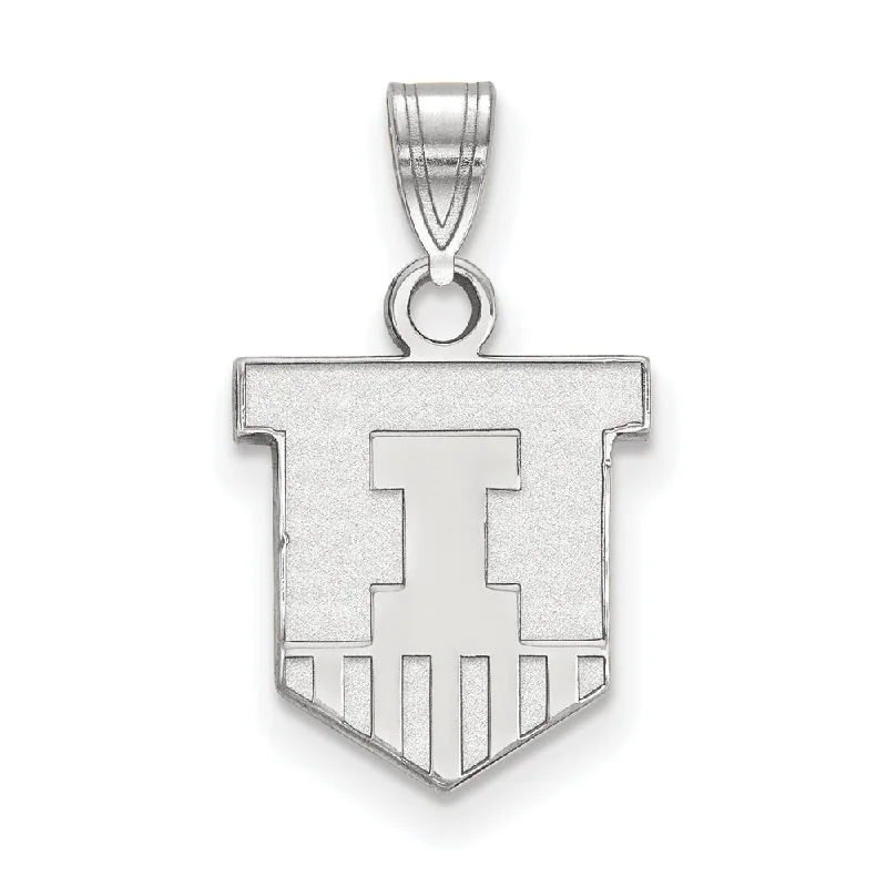 Classic And Modern Jewelry Styles On Sale 14k White Gold U. of Illinois Small Shield Logo Pendant
