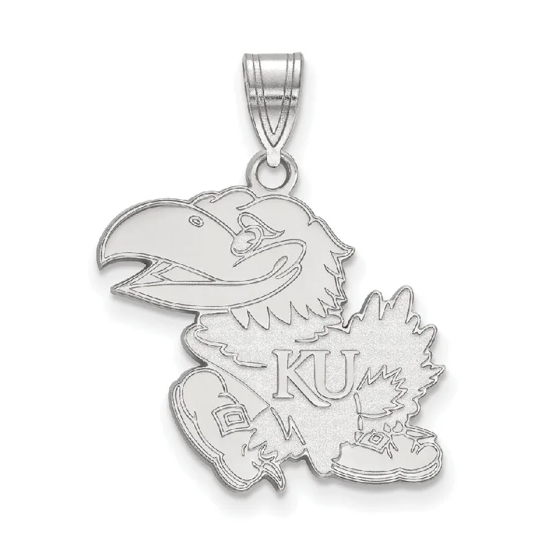 Limited-Time Offer On Elegant Jewelry Pieces 14k White Gold U. of Kansas Large Mascot Pendant
