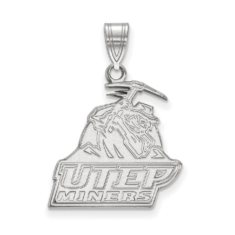 Delicate Crystal Jewelry For Sophisticated Charm 14k White Gold U. of Texas at El Paso Large 'Miners' Pendant